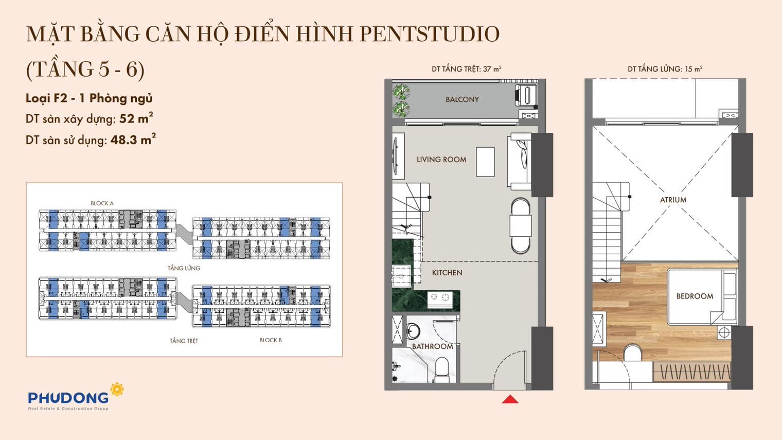 Loại F2 - 1 Phòng Ngủ